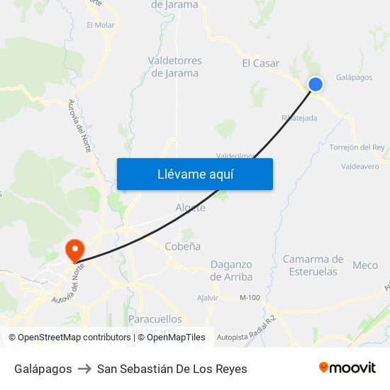 Galápagos to San Sebastián De Los Reyes map