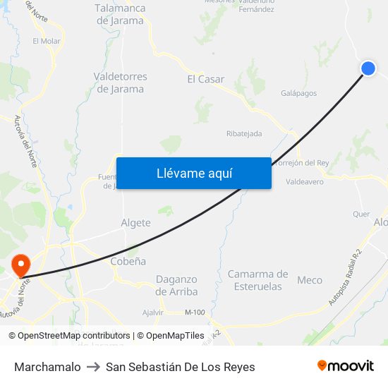 Marchamalo to San Sebastián De Los Reyes map