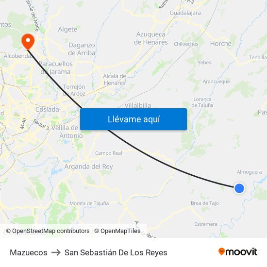 Mazuecos to San Sebastián De Los Reyes map