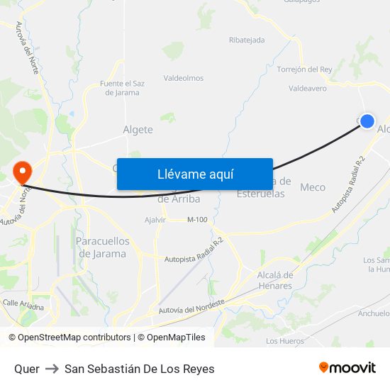 Quer to San Sebastián De Los Reyes map