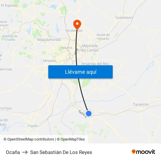 Ocaña to San Sebastián De Los Reyes map