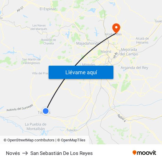 Novés to San Sebastián De Los Reyes map