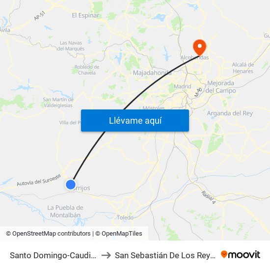 Santo Domingo-Caudilla to San Sebastián De Los Reyes map