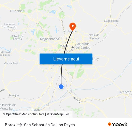 Borox to San Sebastián De Los Reyes map