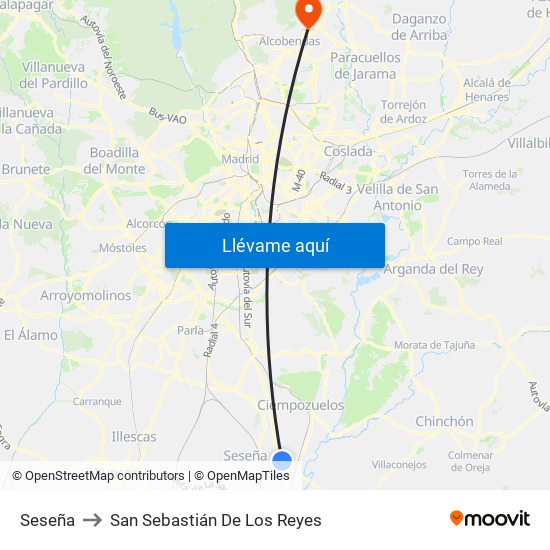 Seseña to San Sebastián De Los Reyes map