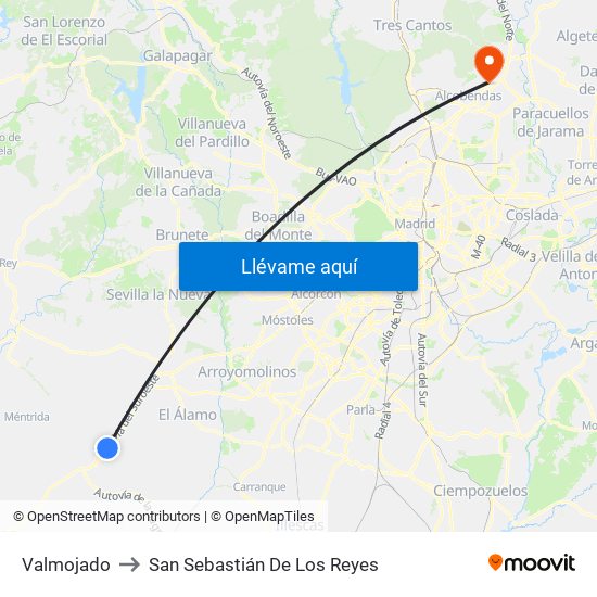 Valmojado to San Sebastián De Los Reyes map