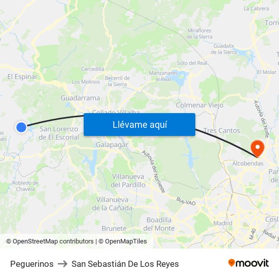 Peguerinos to San Sebastián De Los Reyes map