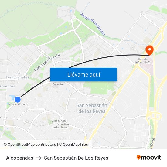 Alcobendas to San Sebastián De Los Reyes map