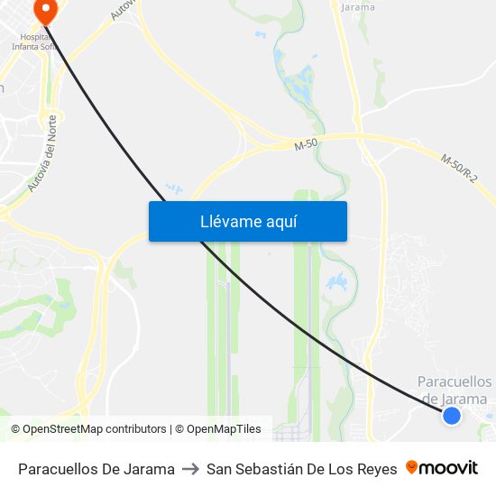 Paracuellos De Jarama to San Sebastián De Los Reyes map