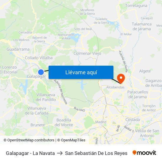 Galapagar - La Navata to San Sebastián De Los Reyes map