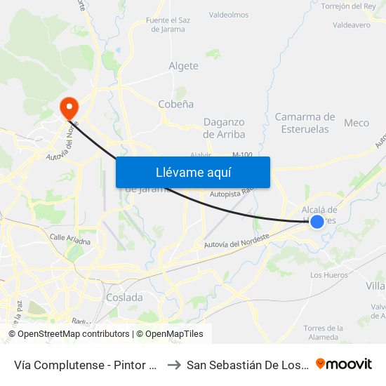 Vía Complutense - Pintor Picasso to San Sebastián De Los Reyes map
