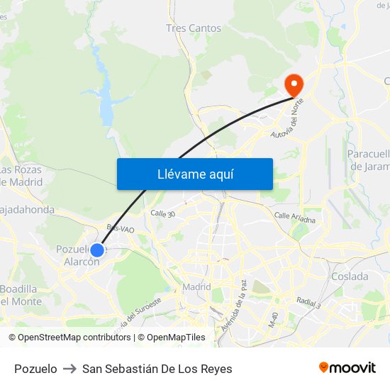 Pozuelo to San Sebastián De Los Reyes map