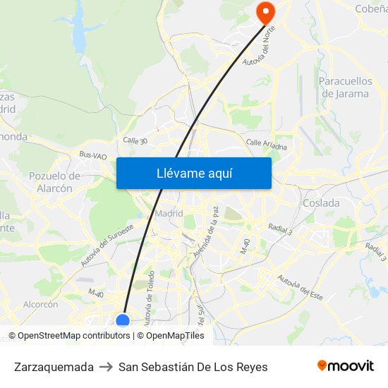 Zarzaquemada to San Sebastián De Los Reyes map