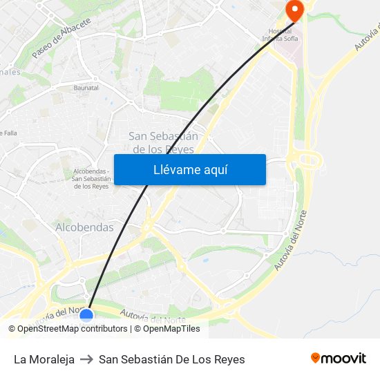 La Moraleja to San Sebastián De Los Reyes map