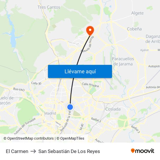 El Carmen to San Sebastián De Los Reyes map