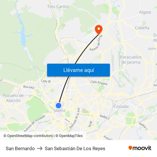 San Bernardo to San Sebastián De Los Reyes map