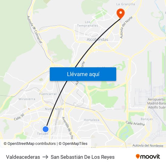 Valdeacederas to San Sebastián De Los Reyes map