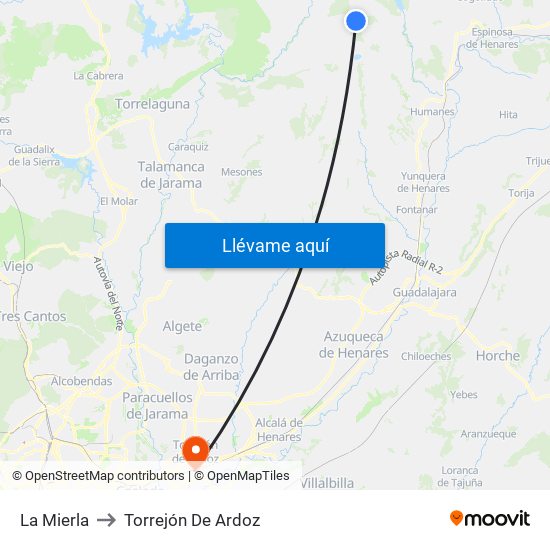 La Mierla to Torrejón De Ardoz map