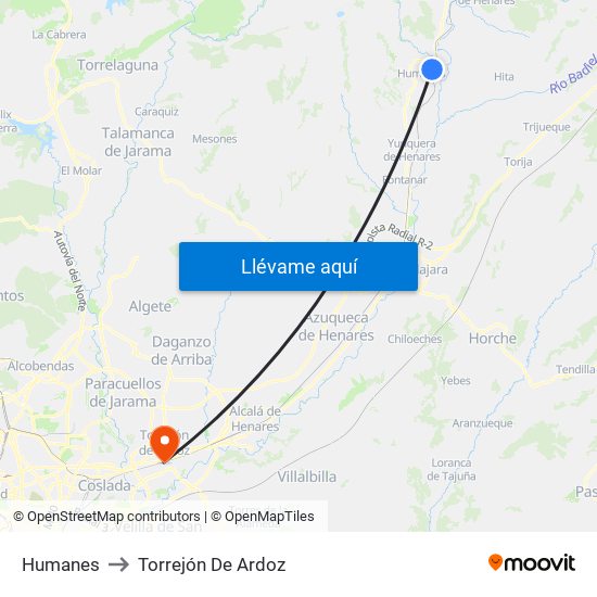 Humanes to Torrejón De Ardoz map