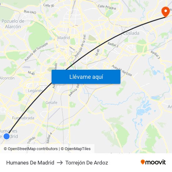 Humanes De Madrid to Torrejón De Ardoz map