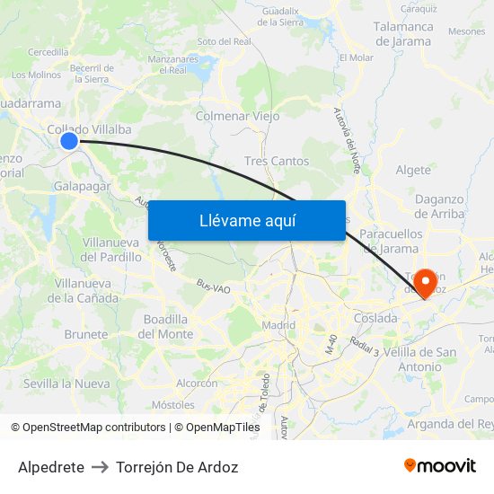 Alpedrete to Torrejón De Ardoz map