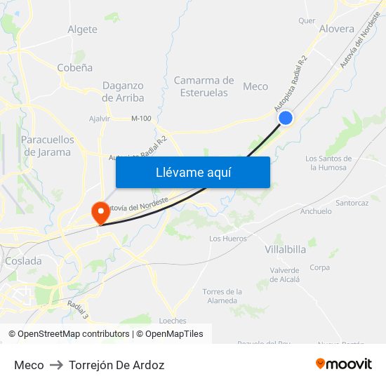 Meco to Torrejón De Ardoz map