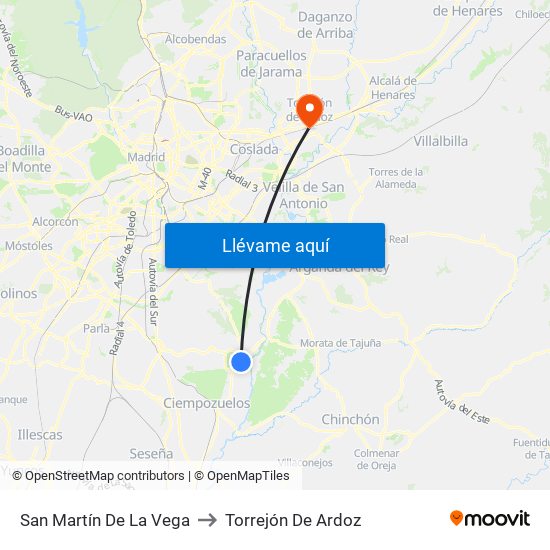 San Martín De La Vega to Torrejón De Ardoz map