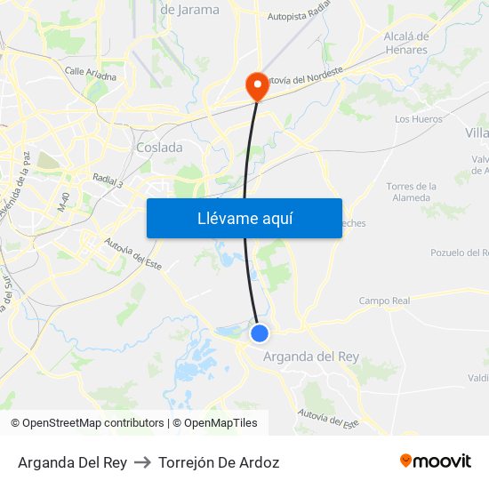 Arganda Del Rey to Torrejón De Ardoz map