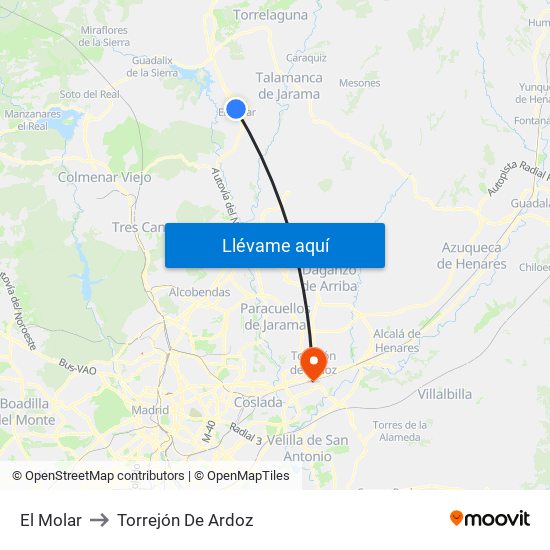 El Molar to Torrejón De Ardoz map
