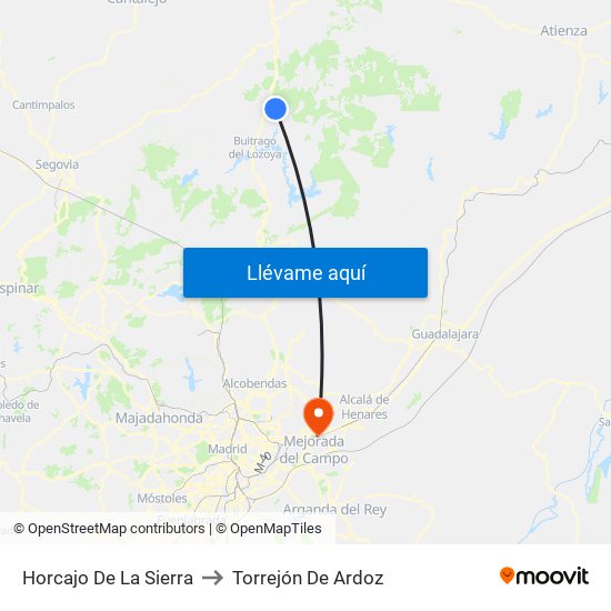 Horcajo De La Sierra to Torrejón De Ardoz map
