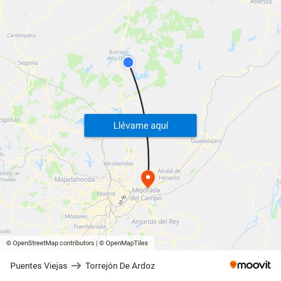 Puentes Viejas to Torrejón De Ardoz map