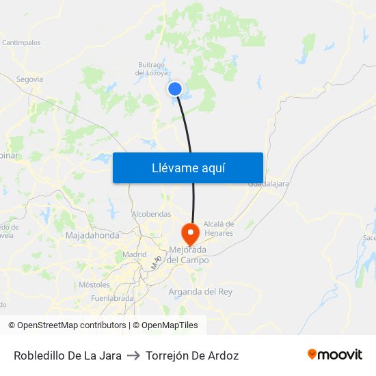 Robledillo De La Jara to Torrejón De Ardoz map