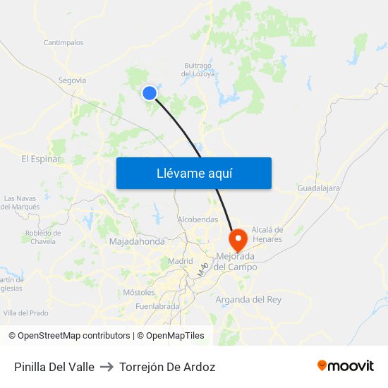 Pinilla Del Valle to Torrejón De Ardoz map