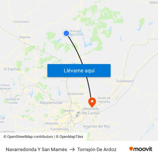 Navarredonda Y San Mamés to Torrejón De Ardoz map