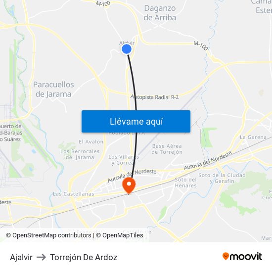 Ajalvir to Torrejón De Ardoz map