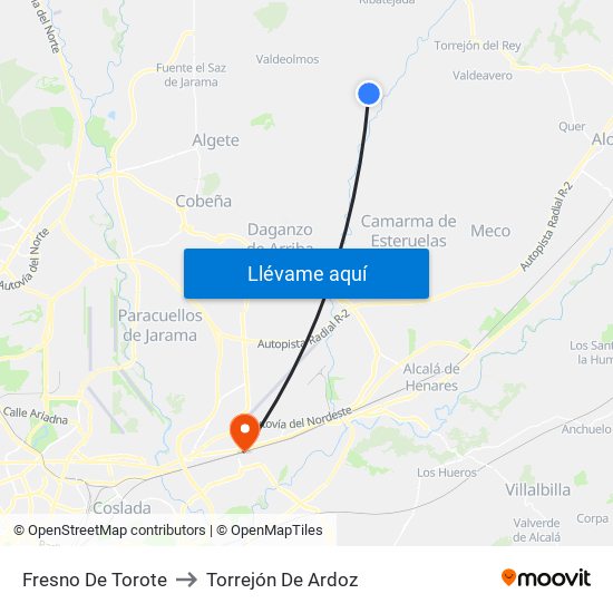 Fresno De Torote to Torrejón De Ardoz map
