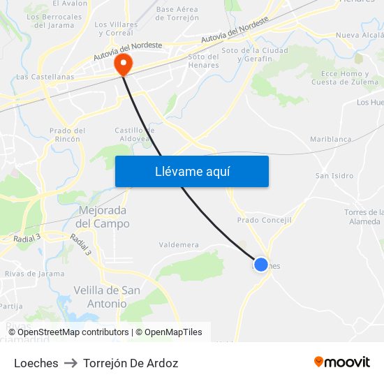 Loeches to Torrejón De Ardoz map