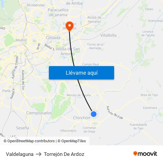 Valdelaguna to Torrejón De Ardoz map
