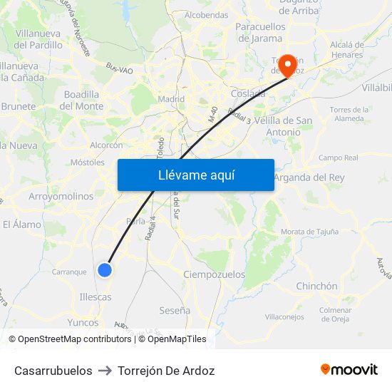 Casarrubuelos to Torrejón De Ardoz map