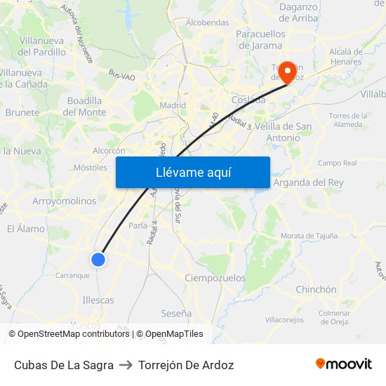 Cubas De La Sagra to Torrejón De Ardoz map