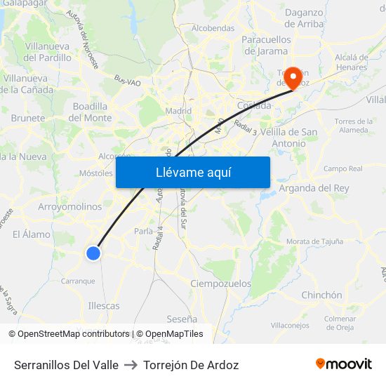 Serranillos Del Valle to Torrejón De Ardoz map