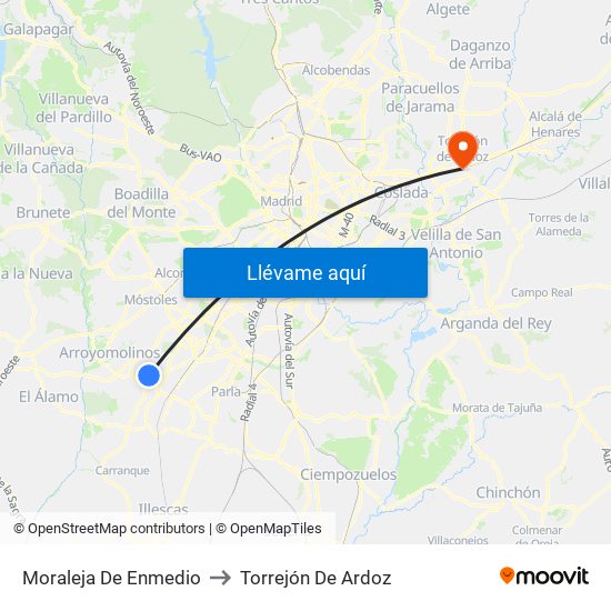 Moraleja De Enmedio to Torrejón De Ardoz map