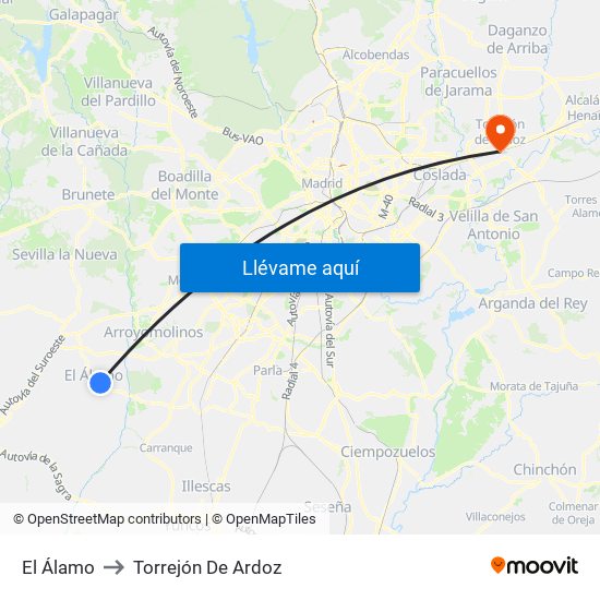 El Álamo to Torrejón De Ardoz map