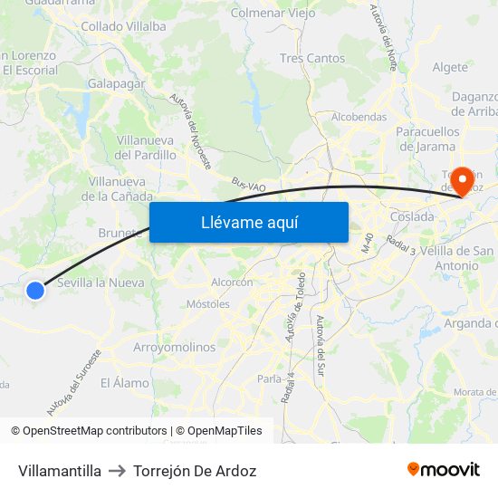 Villamantilla to Torrejón De Ardoz map