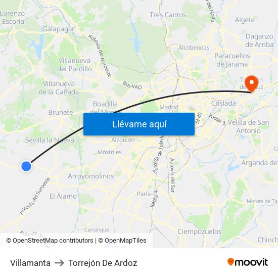 Villamanta to Torrejón De Ardoz map