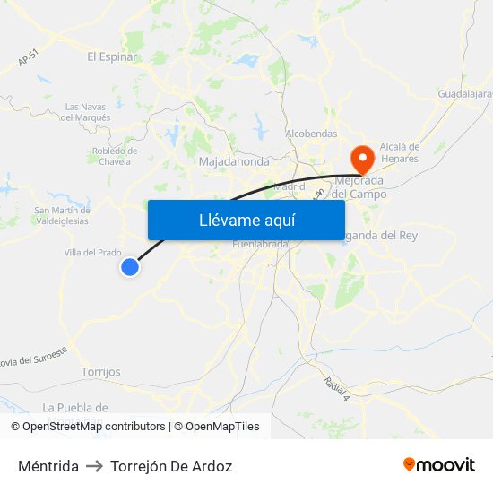Méntrida to Torrejón De Ardoz map