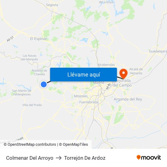 Colmenar Del Arroyo to Torrejón De Ardoz map