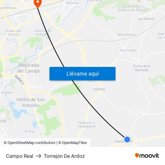 Campo Real to Torrejón De Ardoz map
