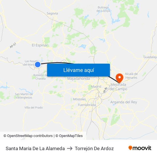 Santa María De La Alameda to Torrejón De Ardoz map