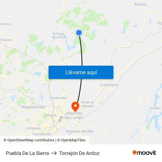 Puebla De La Sierra to Torrejón De Ardoz map